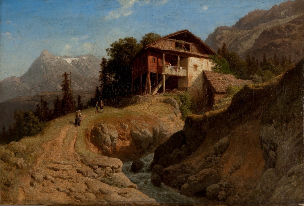 Купить картину Поле (Домик у горной альпийской реки)