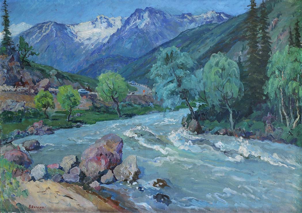 Купить картину художника Арлашина (Горный пейзаж с рекой)