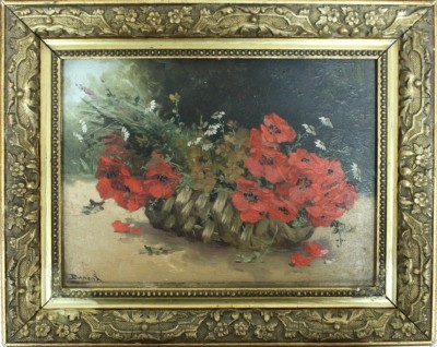 Купить картину Анри Жюльен Дюмона (Натюрморт с корзиной цветов)