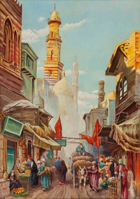 Купить картину Франца Рубеша (Торговая улица в восточном городе)