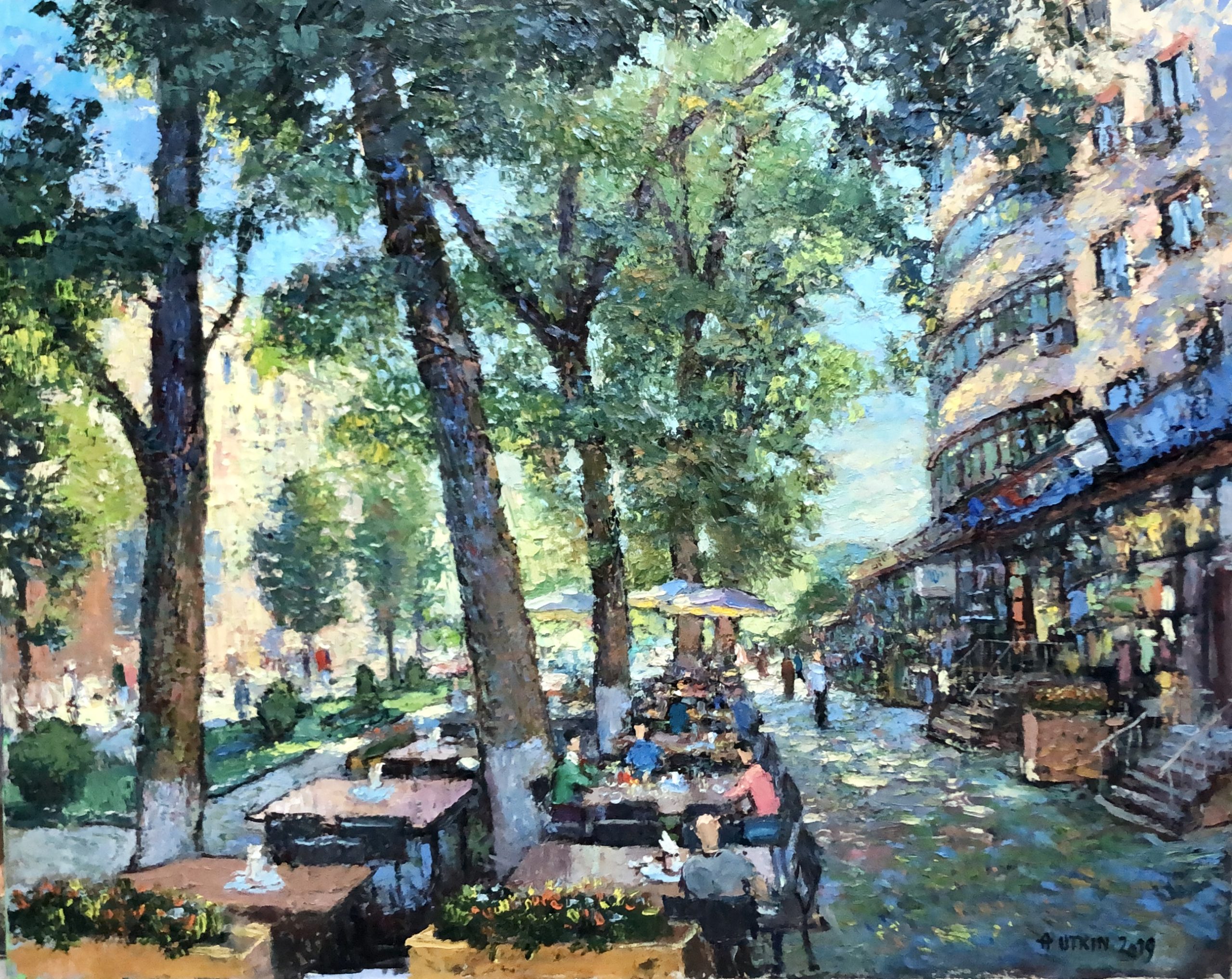 Купить картину Уткина (Летнее кафе с деревьями)