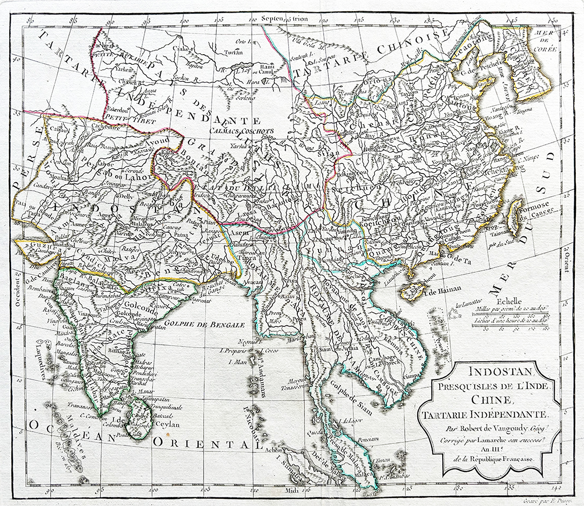 Купить карту Вогонди (Карта Индостана, Полуострова Индии, Китая и Независимой Тартарии)